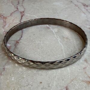 Silver Textured Bangle Bracelet